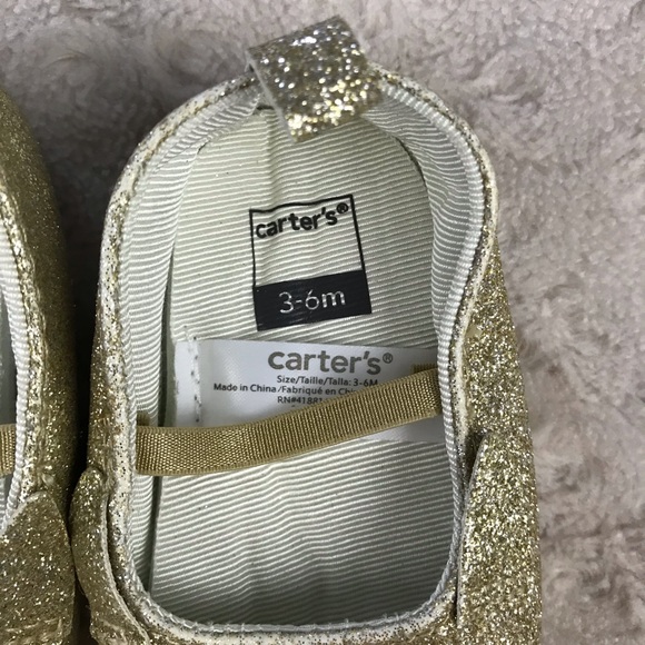 Carter’s Gold Glitter Bunny Shoes 3-6 Month Easter - Picture 5 of 6